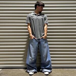 Vintage Y2K Modern Culture Shortsleeve grey polo shirt